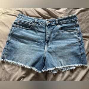 American Eagle Outfitters Light Blue Frayed Hem Denim Shorts
